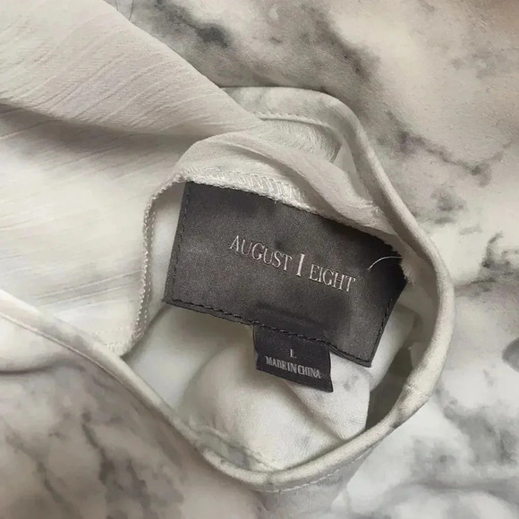 August 1 Eight Marble Shift Sheer Back Dress in White/Gray Size L - Picture 12 of 14